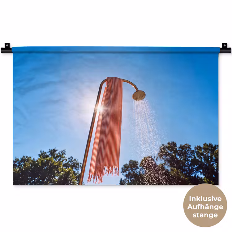 Douche - Water - Zomer - Blauw Wandkleed katoen klein -t3d_DE