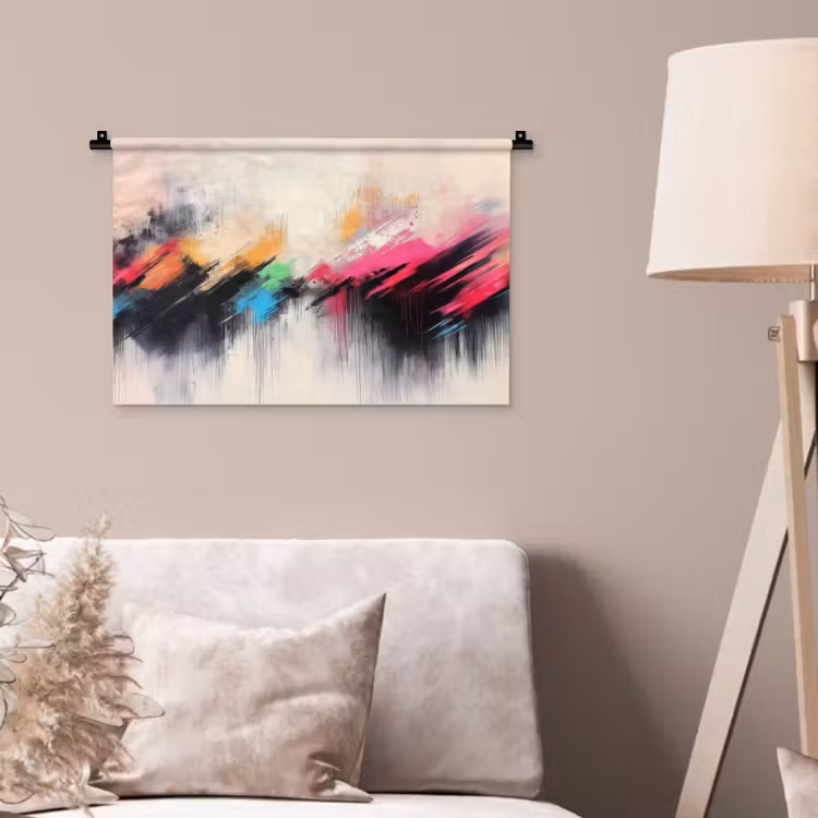 Dynamisch - Abstract - Kleurrijk - Zwart Wandkleed katoen klein -sfeer4