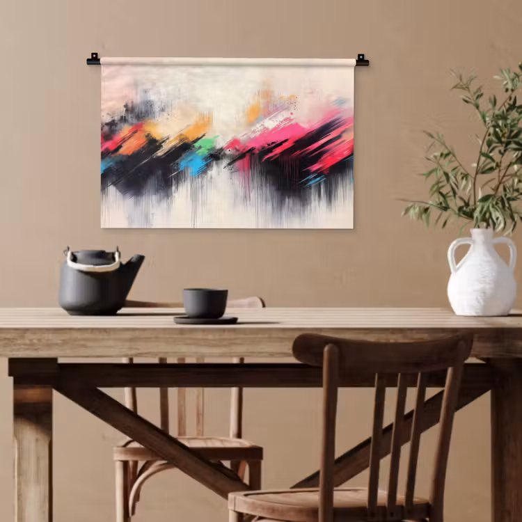 Dynamisch - Abstract - Kleurrijk - Zwart Wandkleed katoen klein -sfeer6