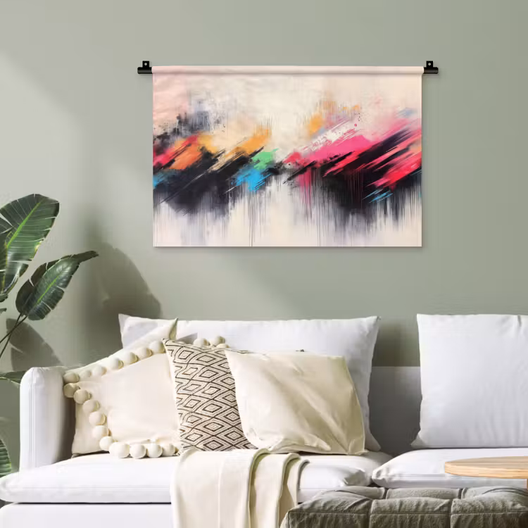 Dynamisch - Abstract - Kleurrijk - Zwart Wandkleed katoen klein -sfeer7