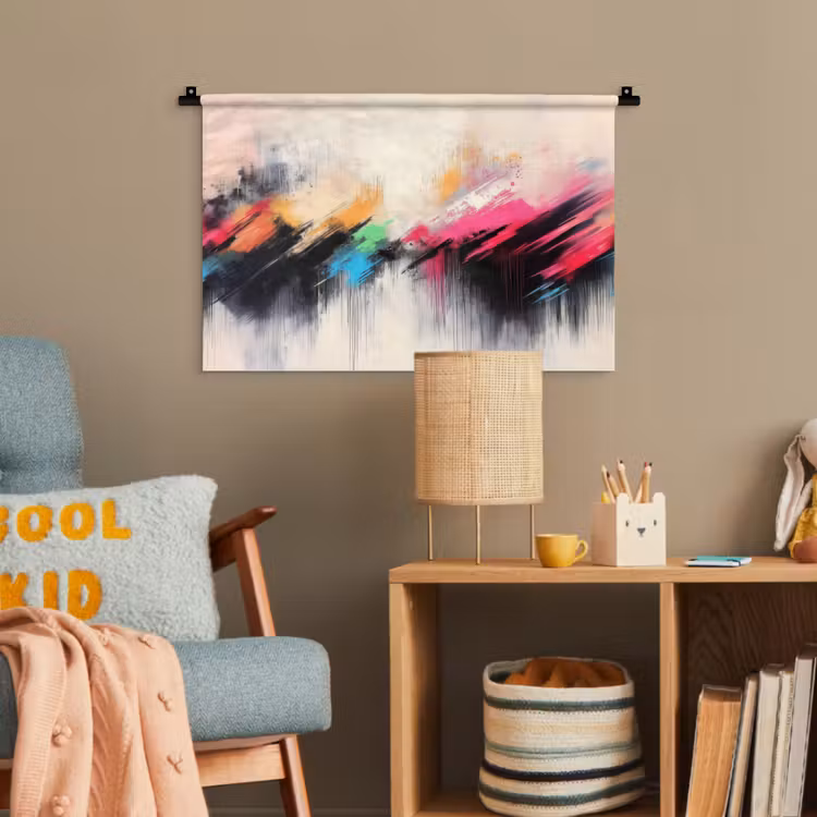 Dynamisch - Abstract - Kleurrijk - Zwart Wandkleed katoen klein -wsfeer4_kind