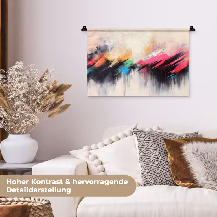 Dynamisch - Abstract - Kleurrijk - Zwart Wandkleed katoen klein -tsfeer1_DE