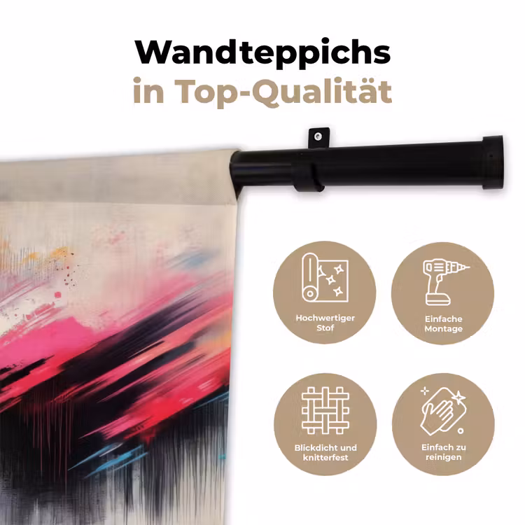 Dynamisch - Abstract - Kleurrijk - Zwart Wandkleed katoen klein -tsfeer2_DE