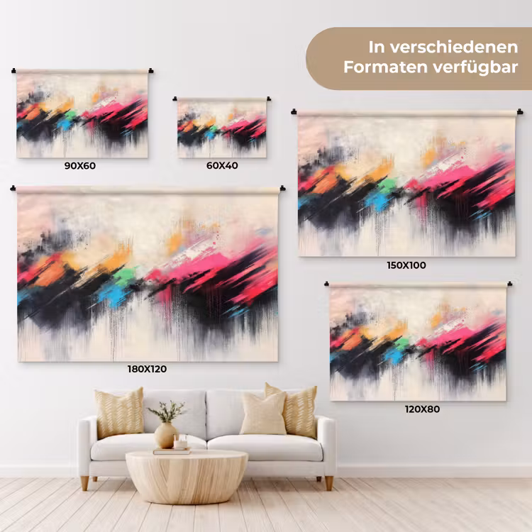 Dynamisch - Abstract - Kleurrijk - Zwart Wandkleed katoen klein -tsfeer8_DE