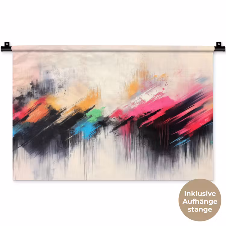 Dynamisch - Abstract - Kleurrijk - Zwart Wandkleed katoen klein -t3d_DE