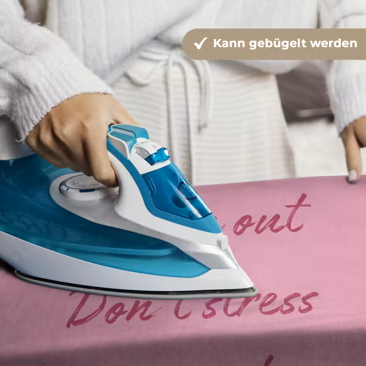 Eat me out don't stress me out - Roze - Handgeschreven Wandkleed katoen klein -tsfeer9_DE