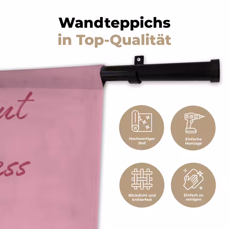 Eat me out don't stress me out - Roze - Handgeschreven Wandkleed katoen klein -tsfeer2_DE