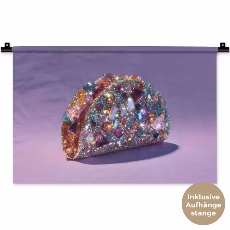 Edelstenen - Glitters - Paars - Kleurrijk Wandkleed katoen klein -t3d_DE
