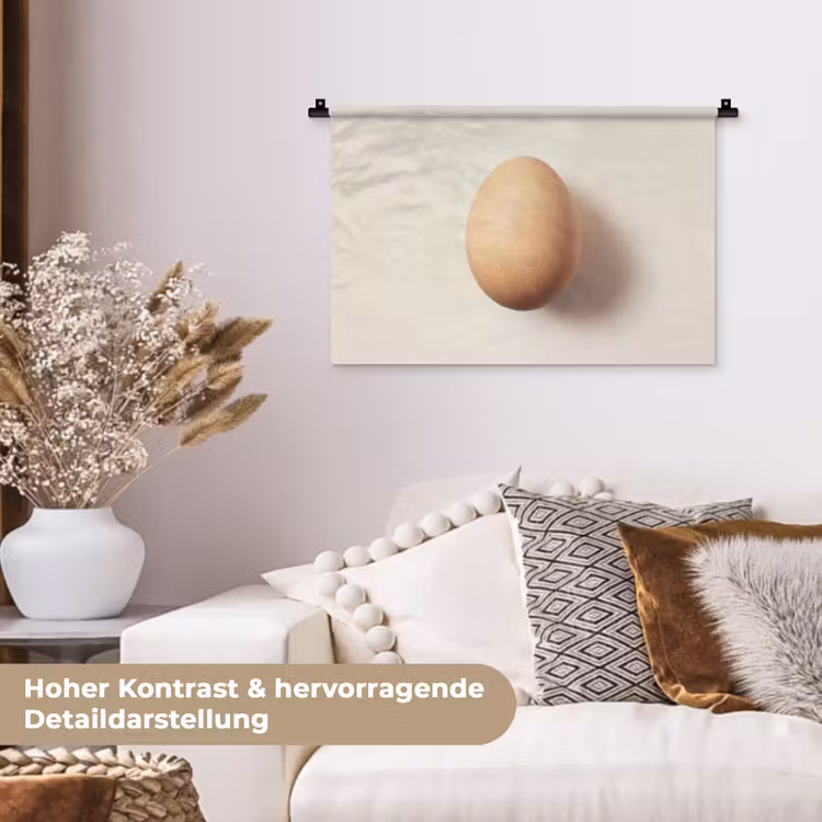 Ei - Beige - Ovaal - Egaal Wandkleed katoen klein -tsfeer1_DE