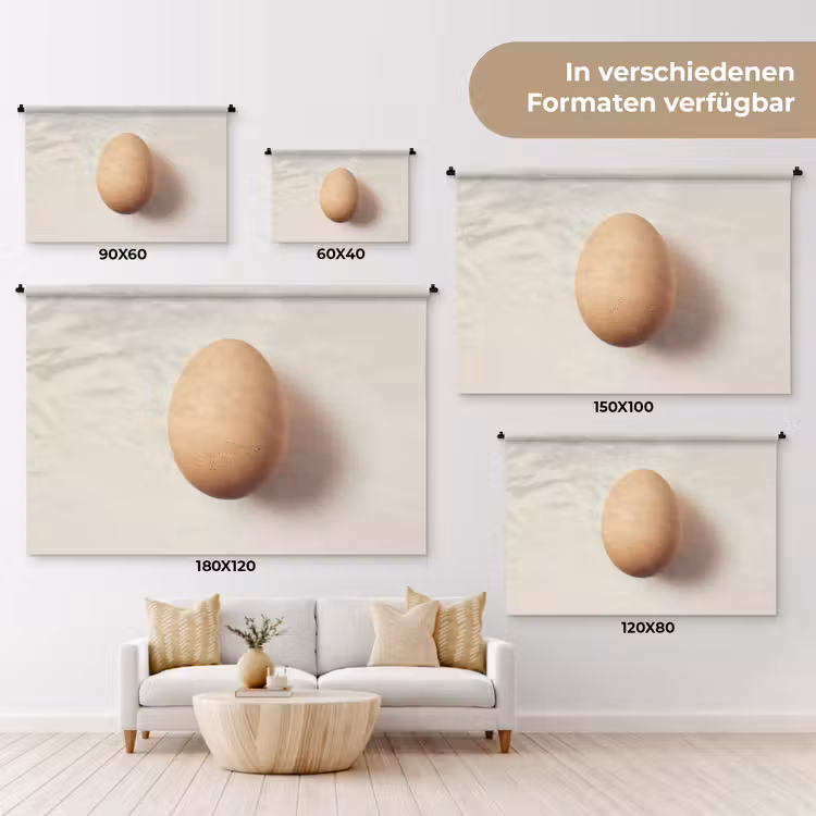 Ei - Beige - Ovaal - Egaal Wandkleed katoen klein -tsfeer8_DE