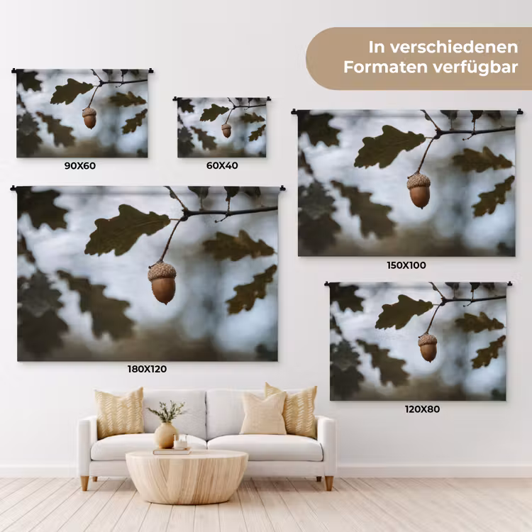Eikel - Eikenblad - Bos - Herfst - Natuur Wandkleed katoen klein -tsfeer8_DE
