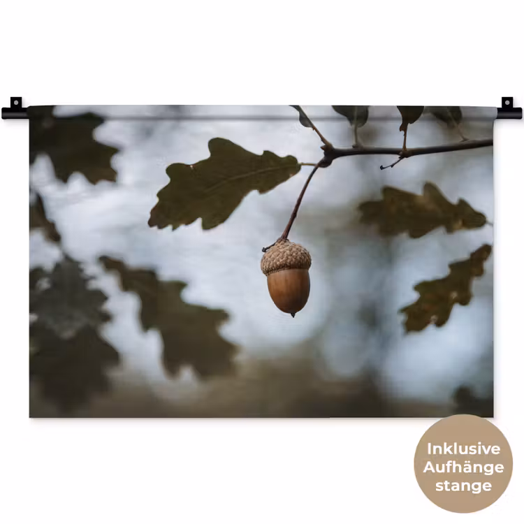 Eikel - Eikenblad - Bos - Herfst - Natuur Wandkleed katoen klein -t3d_DE