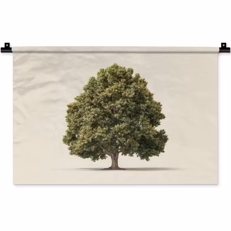 Eikenboom - Groen - Lichte achtergrond Wandkleed katoen klein -zz3d