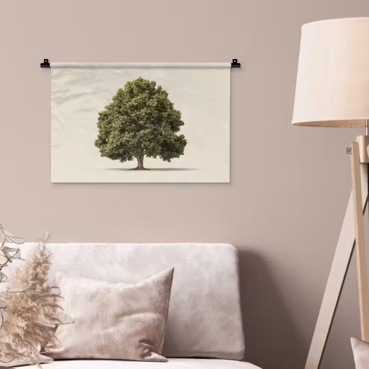 Eikenboom - Groen - Lichte achtergrond Wandkleed katoen klein -sfeer4