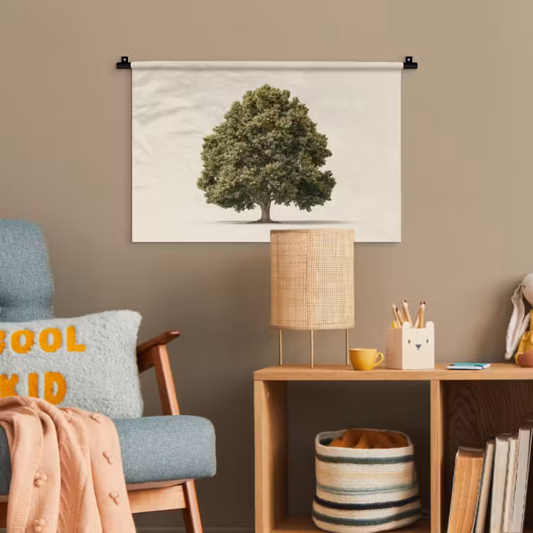 Eikenboom - Groen - Lichte achtergrond Wandkleed katoen klein -wsfeer4_kind