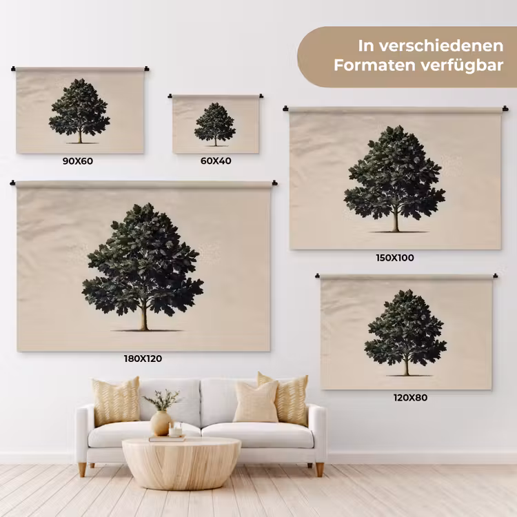 Eikenboom - Schaduw - Egaal Wandkleed katoen klein -tsfeer8_DE