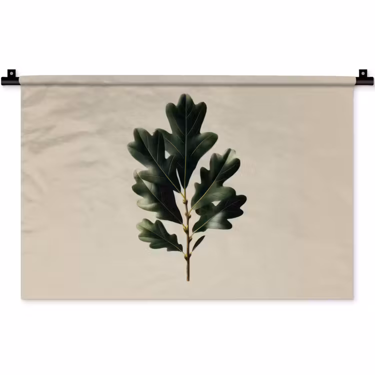 Eikenbladeren - Beige - Groen - Golvende randen Wandkleed katoen klein -zz3d