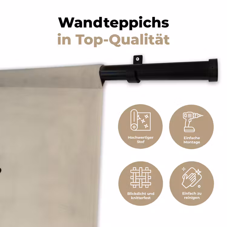 Eikenbladeren - Beige - Groen - Golvende randen Wandkleed katoen klein -tsfeer2_DE