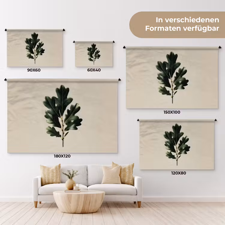 Eikenbladeren - Beige - Groen - Golvende randen Wandkleed katoen klein -tsfeer8_DE