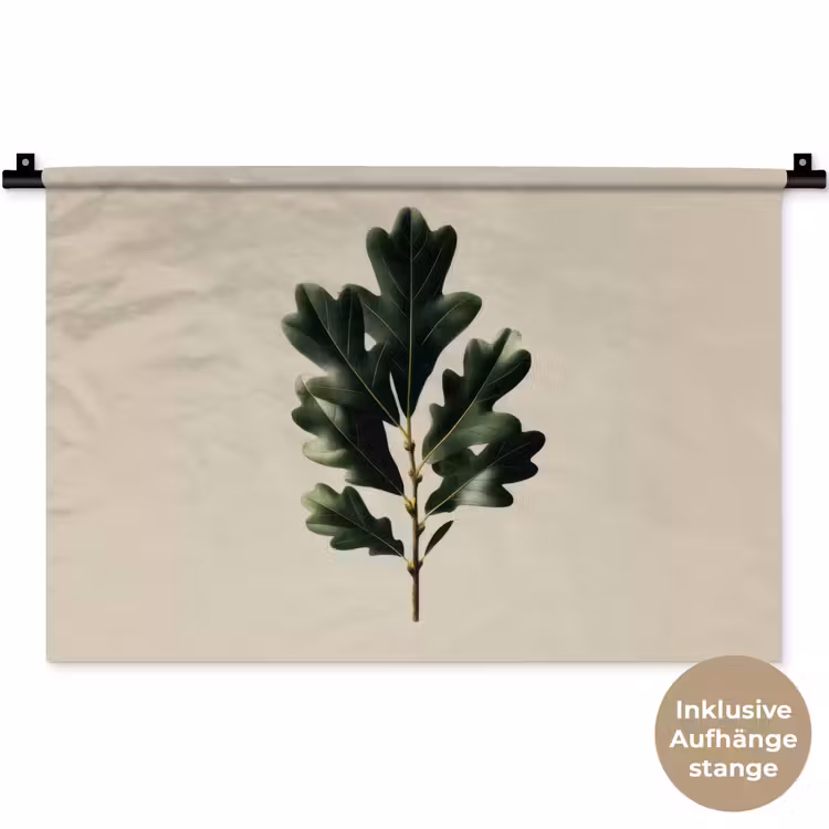 Eikenbladeren - Beige - Groen - Golvende randen Wandkleed katoen klein -t3d_DE