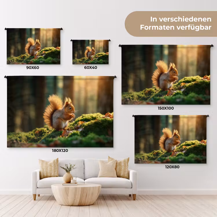 Eekhoorn - Nootje - Gras Wandkleed katoen klein -tsfeer8_DE
