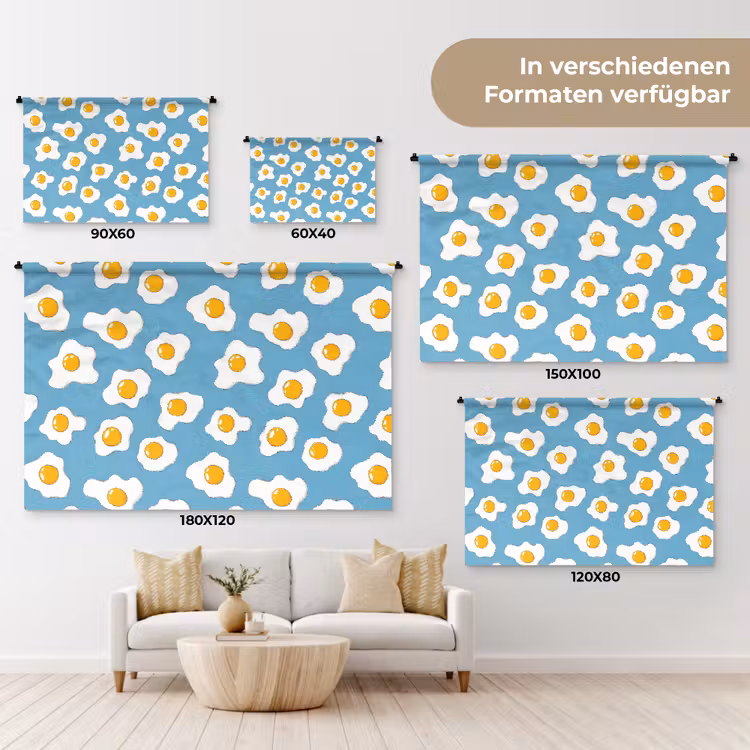 Eieren - Dooiers - Blauw Wandkleed katoen klein 269 -tsfeer8_DE
