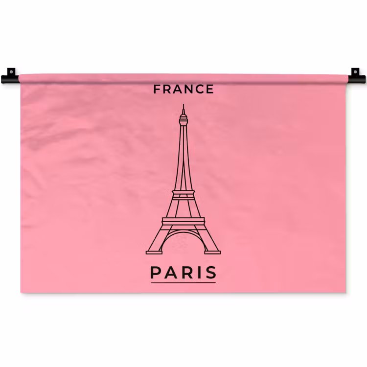 Eiffeltoren - Parijs - Architectuur - Minimalistisch - Roze Wandkleed katoen klein -zz3d