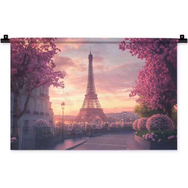 Eiffeltoren - Parijs - Roze Wandkleed katoen klein -zz3d