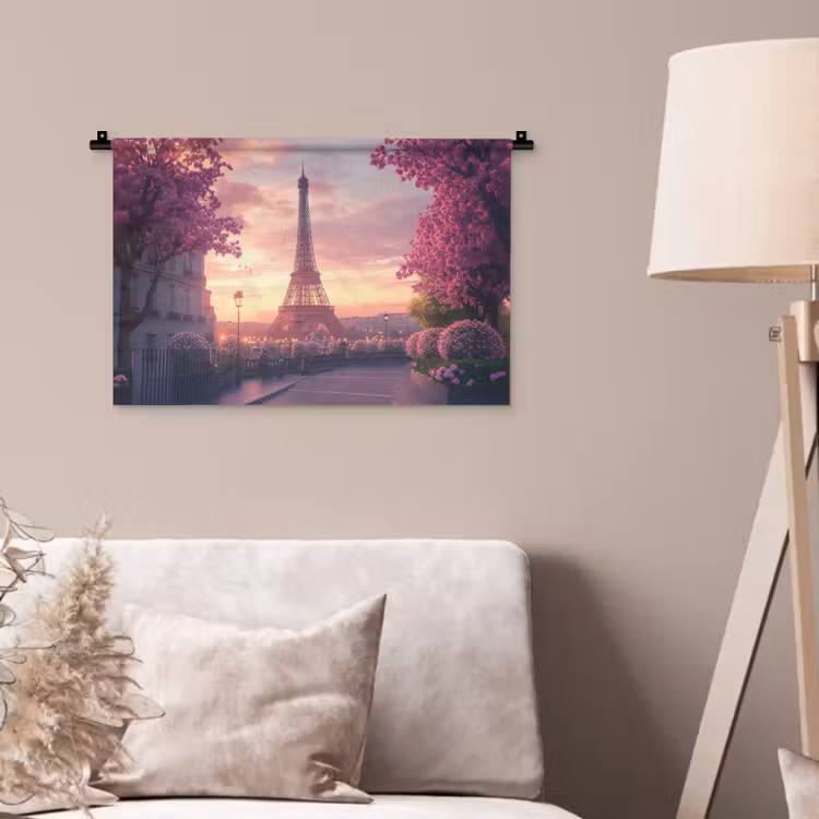 Eiffeltoren - Parijs - Roze Wandkleed katoen klein -sfeer4