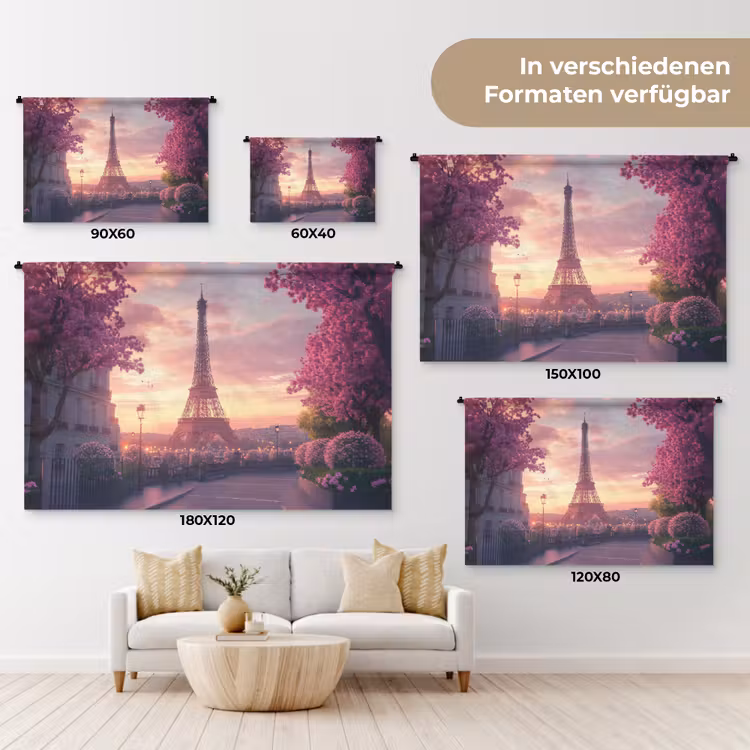 Eiffeltoren - Parijs - Roze Wandkleed katoen klein -tsfeer8_DE