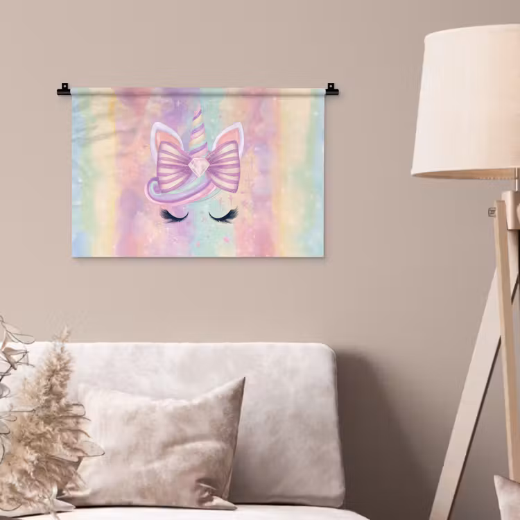 Eenhoorn - Glitters - Regenboog - Pastel Wandkleed katoen klein -sfeer4