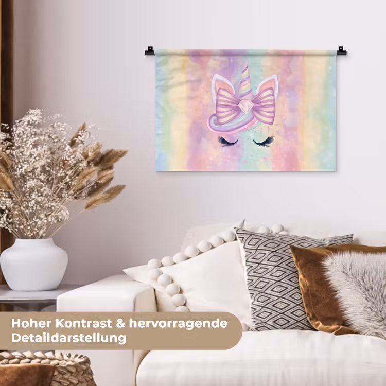 Eenhoorn - Glitters - Regenboog - Pastel Wandkleed katoen klein -tsfeer1_DE