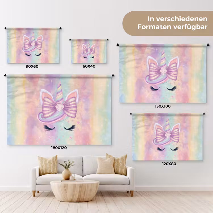 Eenhoorn - Glitters - Regenboog - Pastel Wandkleed katoen klein -tsfeer8_DE