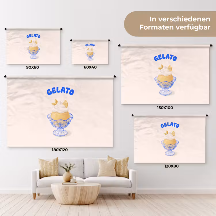IJs - Citroen - Illustratie - Geel - Dessert Wandkleed katoen klein -tsfeer8_DE