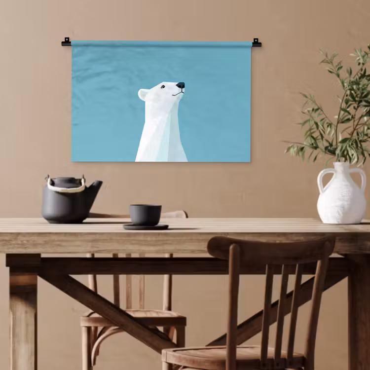 Ijsbeer - Lichtblauw - Minimalistisch Wandkleed katoen klein -sfeer6