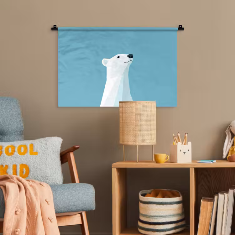 Ijsbeer - Lichtblauw - Minimalistisch Wandkleed katoen klein -wsfeer4_kind
