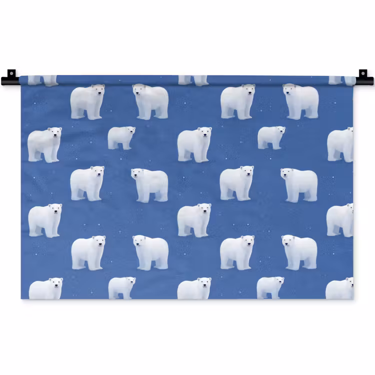 IJsbeer - Patroon - Blauw Wandkleed katoen klein 269 -zz3d
