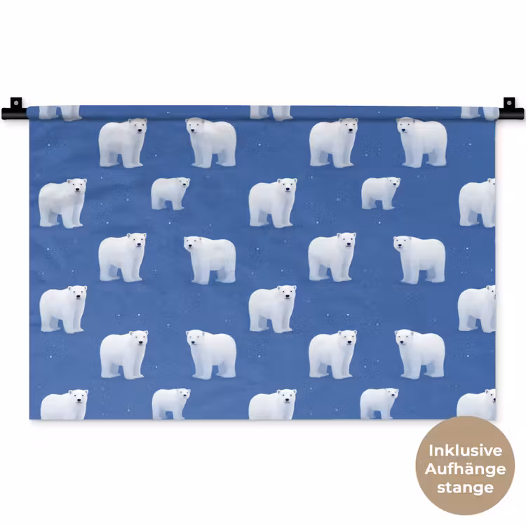 IJsbeer - Patroon - Blauw Wandkleed katoen klein 269 -t3d_DE