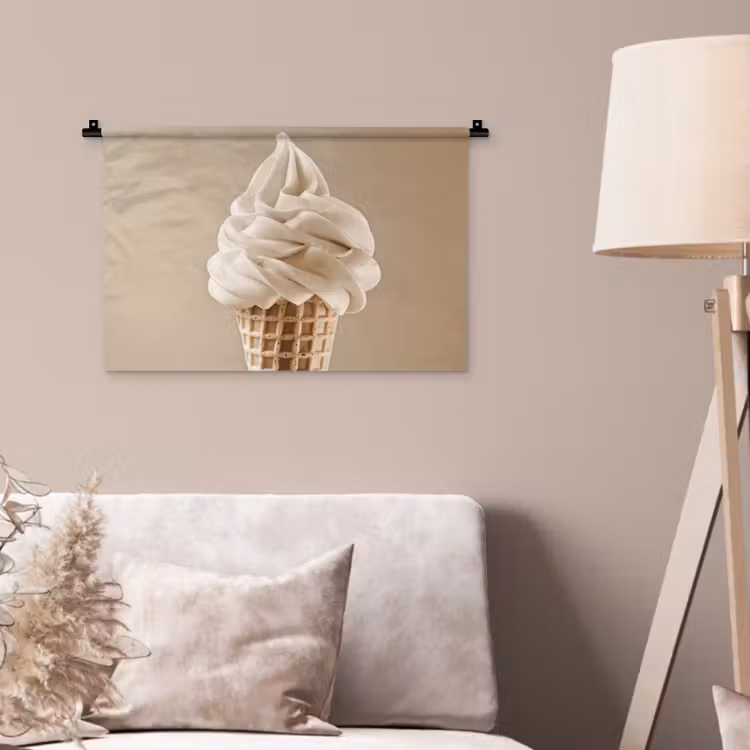 IJs - Softijs - Romig - Hoorntje - Beige Wandkleed katoen klein -sfeer4
