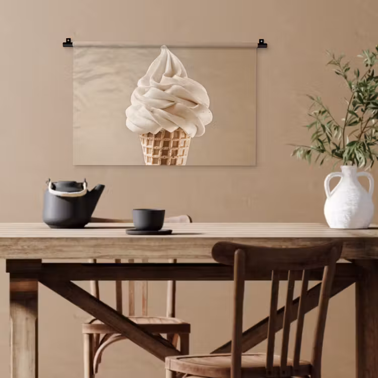 IJs - Softijs - Romig - Hoorntje - Beige Wandkleed katoen klein -sfeer6