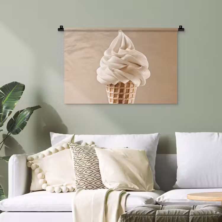 IJs - Softijs - Romig - Hoorntje - Beige Wandkleed katoen klein -sfeer7