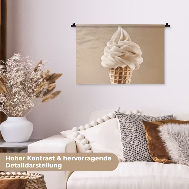 IJs - Softijs - Romig - Hoorntje - Beige Wandkleed katoen klein -tsfeer1_DE