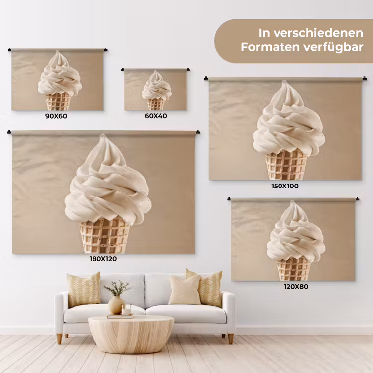 IJs - Softijs - Romig - Hoorntje - Beige Wandkleed katoen klein -tsfeer8_DE