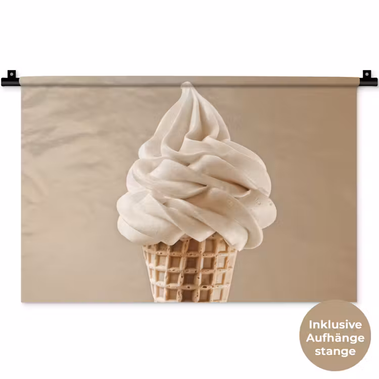 IJs - Softijs - Romig - Hoorntje - Beige Wandkleed katoen klein -t3d_DE