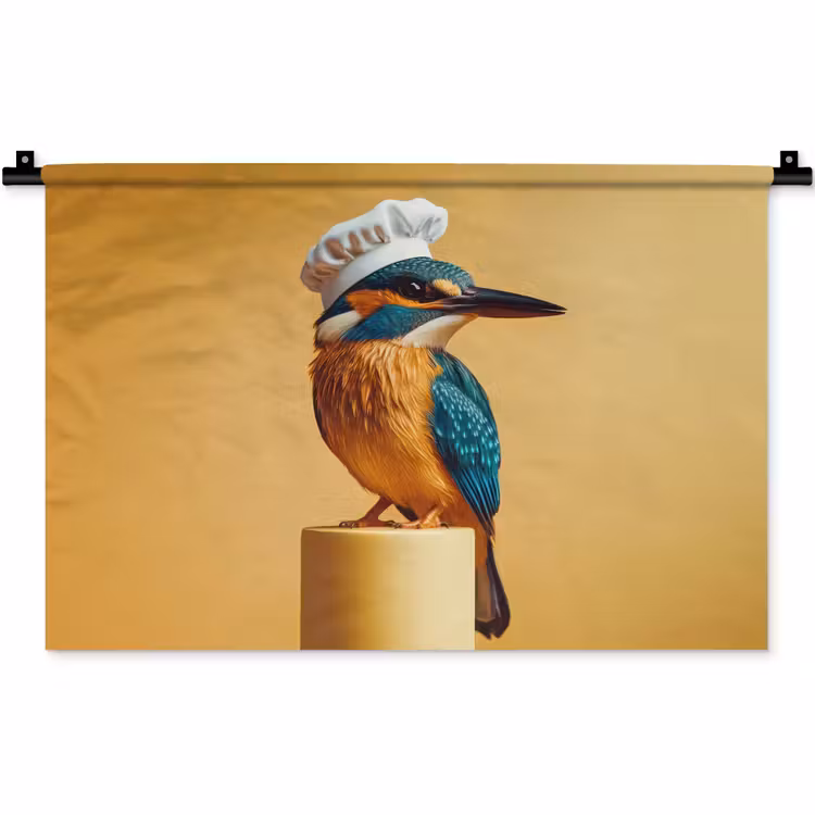 Ijsvogel - Pilaar - Koksmuts - Vogel Wandkleed katoen klein -zz3d
