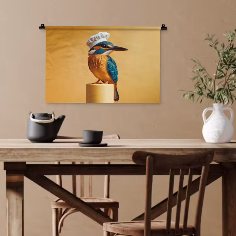 Ijsvogel - Pilaar - Koksmuts - Vogel Wandkleed katoen klein -sfeer6