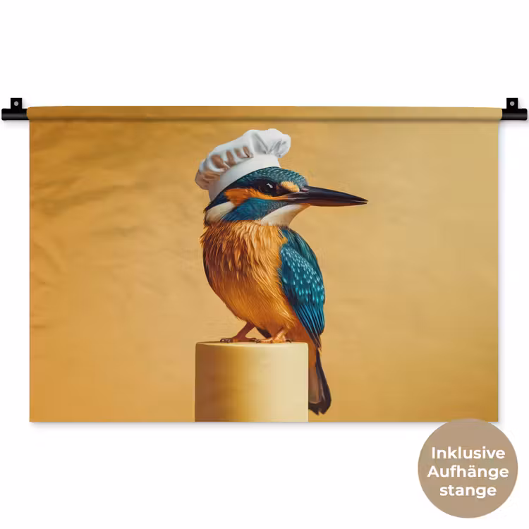 Ijsvogel - Pilaar - Koksmuts - Vogel Wandkleed katoen klein -t3d_DE