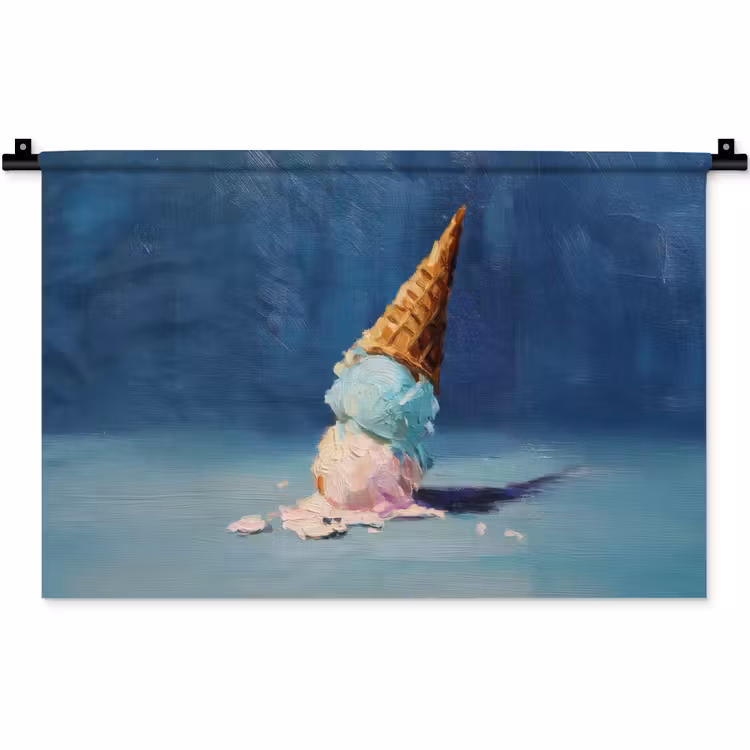 Ijshoorn - Bolletjes - Smelt - Roze Wandkleed katoen klein -zz3d