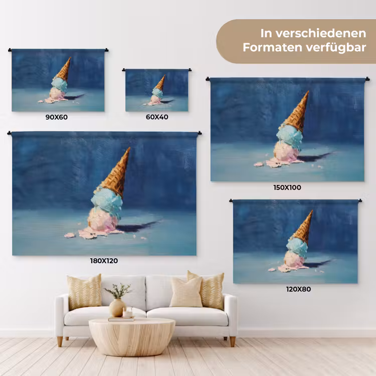 Ijshoorn - Bolletjes - Smelt - Roze Wandkleed katoen klein -tsfeer8_DE