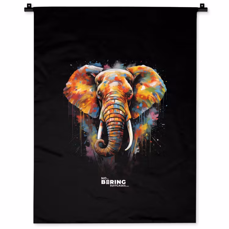Olifant versierd met kleurrijke spetters Wandkleed katoen klein -zz3d